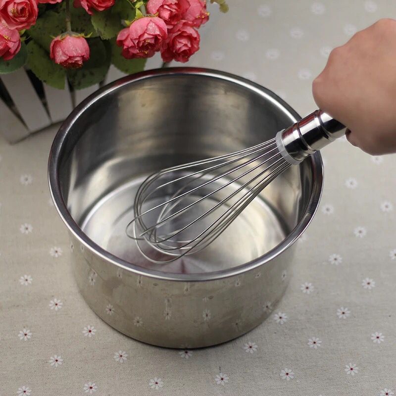 Stainless steel round handle manual egg beater, mixer, baking tool, egg liquid beating tool Specification image