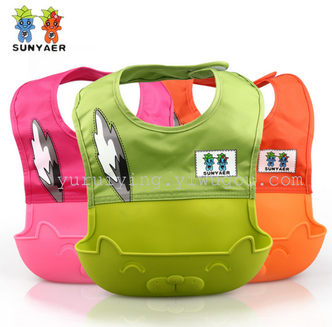 Children's food bags, silicone bibs, three-dimensional fabric bibs, baby products, direct sales from export and foreign trade factory