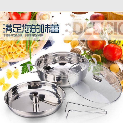 Stainless steel steam hot pot, thickened double-base soup pot, non-stick hot pot basin, induction cooker pot, gas stove details Picture