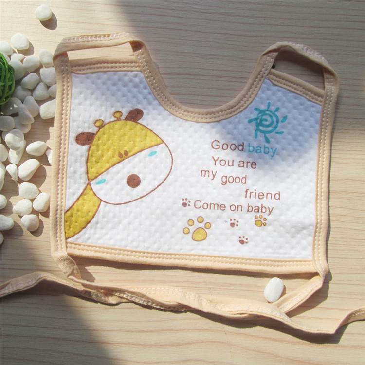 Baby's all-cotton bib with a tie and thickened square waterproof wiper details Picture