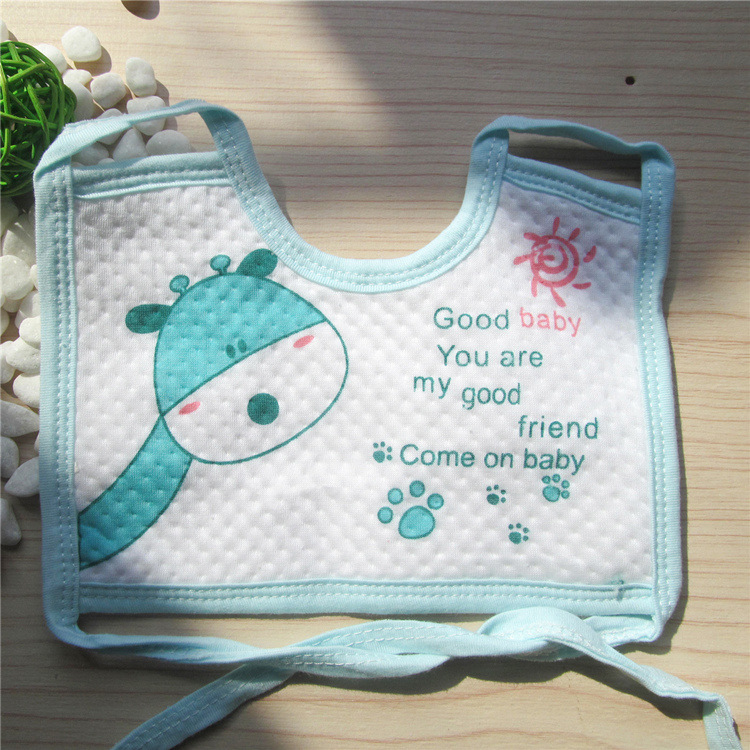 Baby's all-cotton bib with a tie and thickened square waterproof wiper Specification image