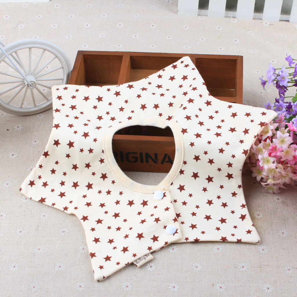 Lu Bing flower circle bib, large five-star plum blossom saliva wipes, double-sided bib for babies details Picture