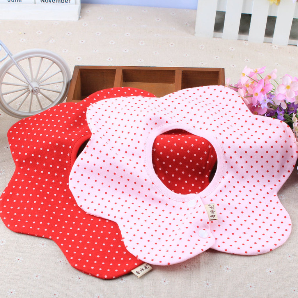 Lu Bing flower circle bib, large five-star plum blossom saliva wipes, double-sided bib for babies Specification image