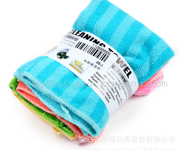 厂家直销   双彩条抹布  超细纤维抹布