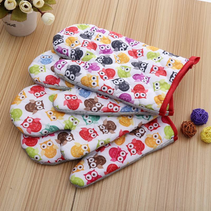 Owl microwave oven mitts thickened, heat-proof, heat-resistant, eco-friendly oven mitts