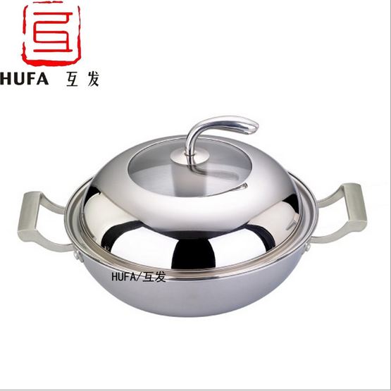 304 stainless steel luxury ear wok, non-coated and non-stick wok details Picture