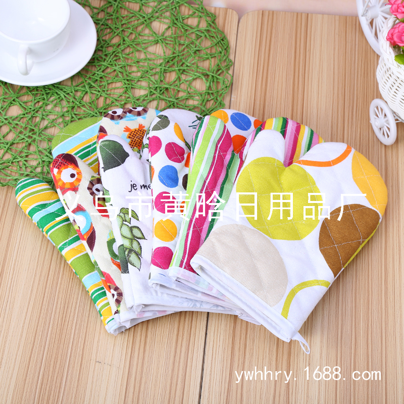 Professional production of canvas microwave oven gloves oven baking gloves thermal insulation gloves oven baking gloves printed canvas gloves