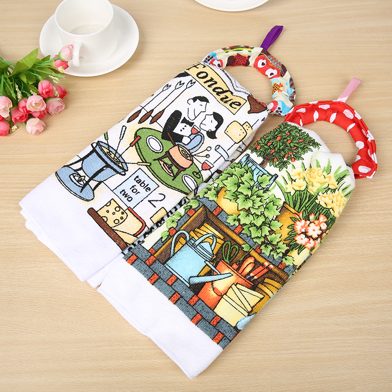 Yiwu daily necessities manufacturers direct hanging hand towel microfiber towel kitchen hand towel microfiber towel printed towel