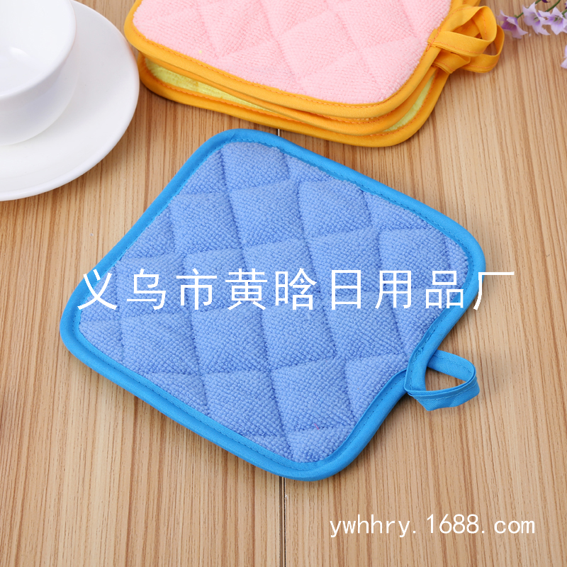 Microfiber coasters Heat insulation pads pot pads microwave oven gloves heat insulation pads heat resistant oven steaming box pads details Picture