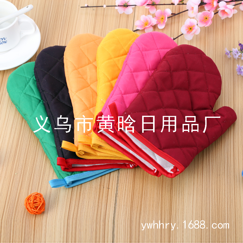 【LOVELY HOME】【持嘉】单色涤纶微波炉手套 加厚防烫隔热手套 烤箱手套 烤箱烘焙手套 赠品隔热手套 