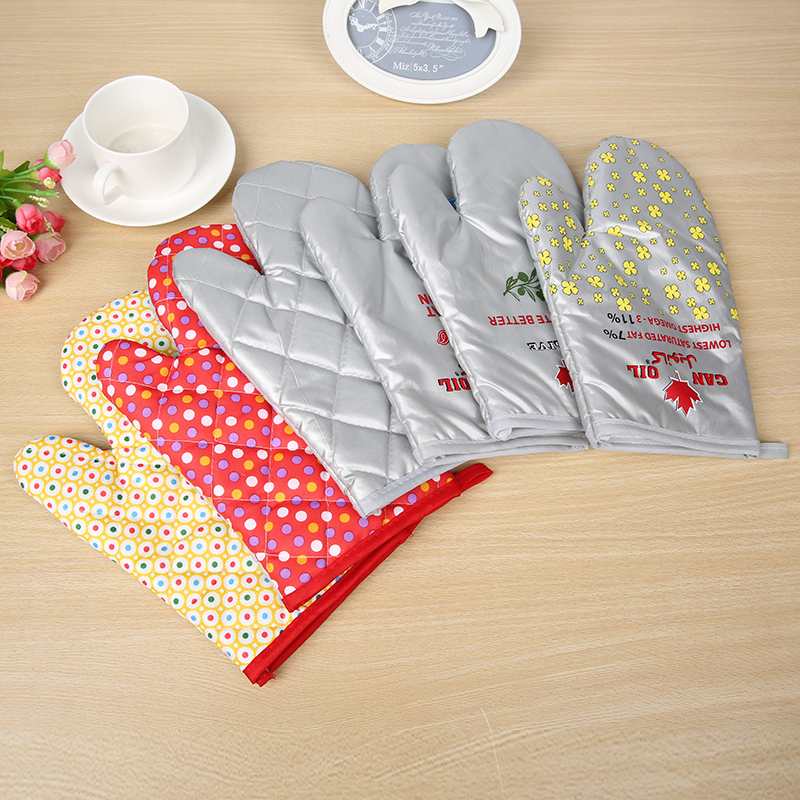 Polyester microwave oven coated silver gloves heat insulation gloves anti-hot cover coated silver heat resistant anti-hot cover