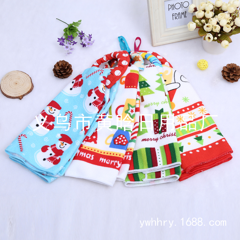 Christmas hand towel towel microfiber printed towel support custom advertising towel Christmas towel