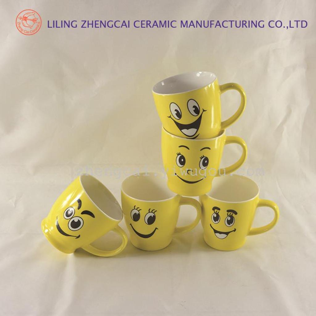 New 2022 customizable smiley face Ceramic Cup Coffee Cup Advertising Promotion Cup factory direct sales Specification image