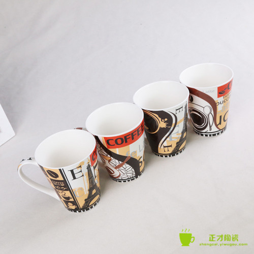 American country-style hand-painted nostalgic, large-capacity retro graffiti European and American ceramic mug