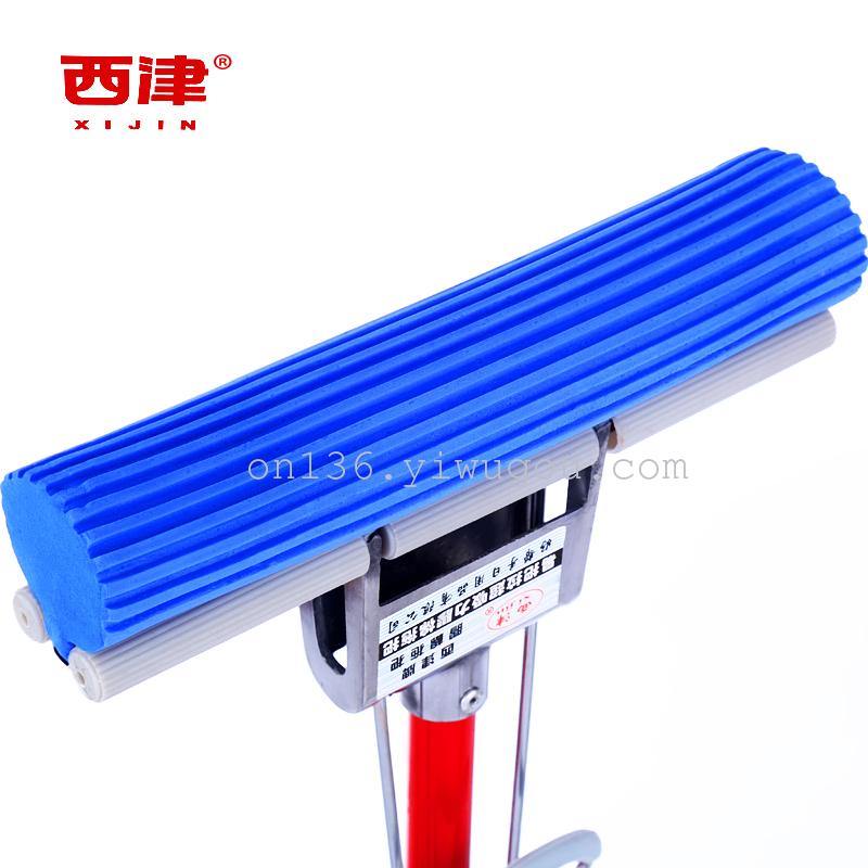 Xijin 201 powder-coated iron rod telescopic 27 cm rubber cotton head water-squeezing sponge mop absorbent floor mop Specification image
