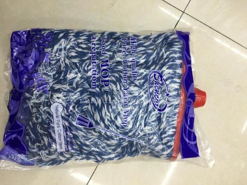 Blue and WHITE YARN mop/THREAD head mop / 300g cotton yarn mop/iron rod mop/wooden pole mop