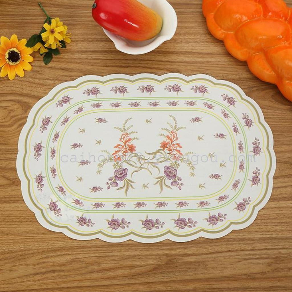 Creative printed wavy edge oval eco-friendly placemats, heat insulation pads, waterproof and anti-slip Western placemats, table MATS and plate MATS Specification drawing
