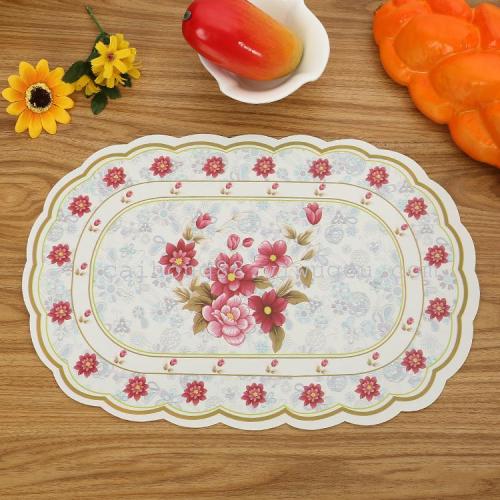 Creative printed wavy edge oval eco-friendly placemats, heat insulation pads, waterproof and anti-slip Western placemats, table MATS and plate MATS full figure