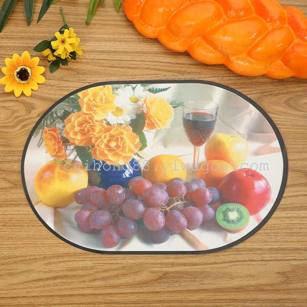Creative printed oval eco-friendly placemats, heat insulation pads, waterproof and anti-slip Western placemats, table MATS, plate MATS and bowl MATS Application Scenario