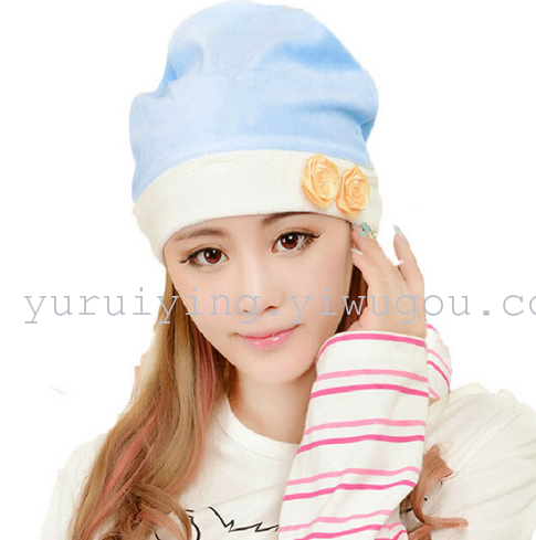 Maternity hat, velvet postpartum hat, thickened anti-wind headscarf, maternity supplies, rose hat details Picture