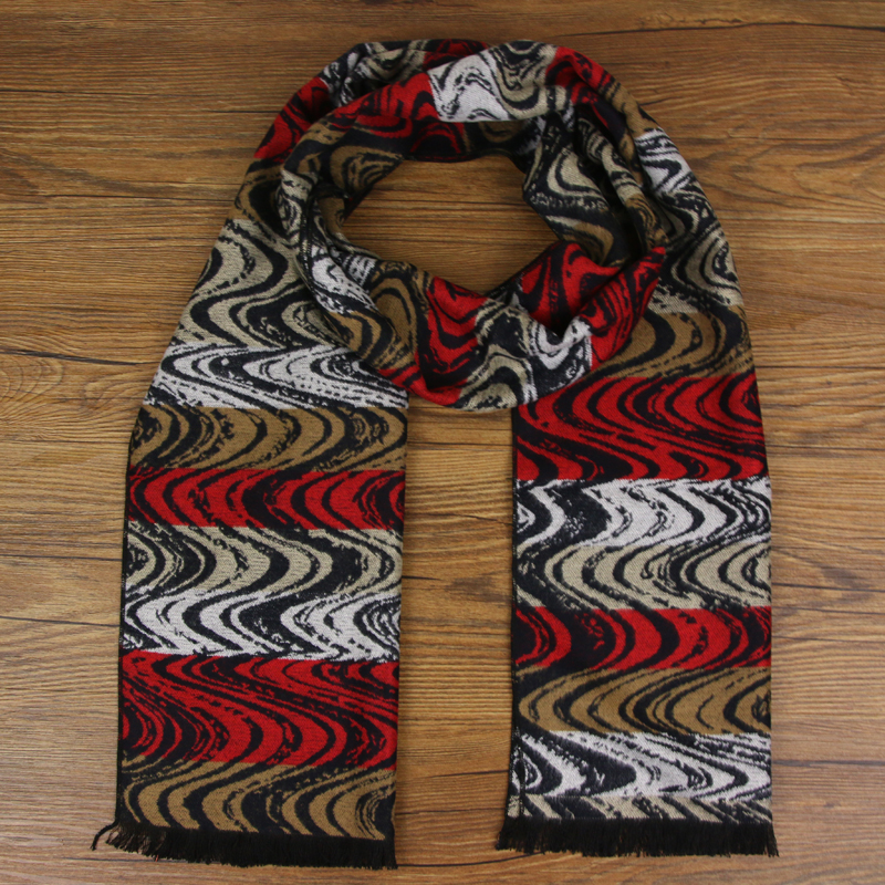 New European and American men's scarf with men's thick bib tassel warm shawl wool blend scarf with checkered stripes Amazon Taobao e-commerce exclusively for scarves thumbnail