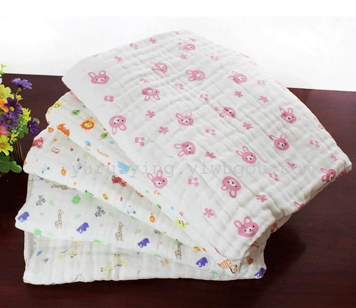 New six-layer colored cotton printed gauze bath towel, baby blanket and baby quilt factory direct sales details Picture
