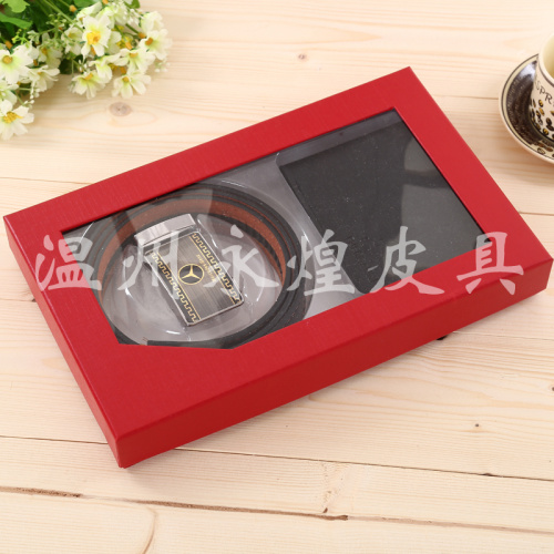 4cm auto tag hebilla automática árbol patrón diente completo halffold cartera caja de regalo set