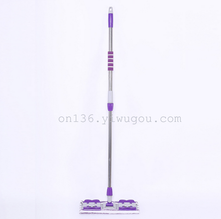 Wholesale stainless steel rod flat mop, wooden floor telescopic hand-wash-free flat support, steel clamp flat mop Specification image
