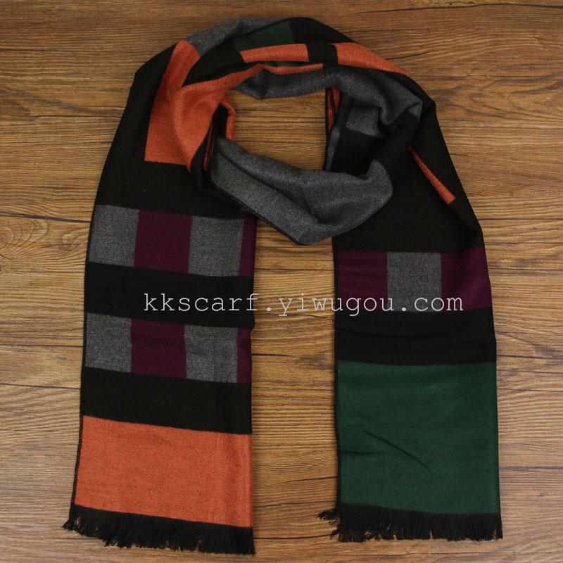 Foreign trade men's scarf wholesale manufacturers men's autumn and winter fringe scarf plaid scarf imitation cashmere Europe and the United States plaid gift bib manufacturers wholesale Amazon Taobao Alibaba exclusively thumbnail