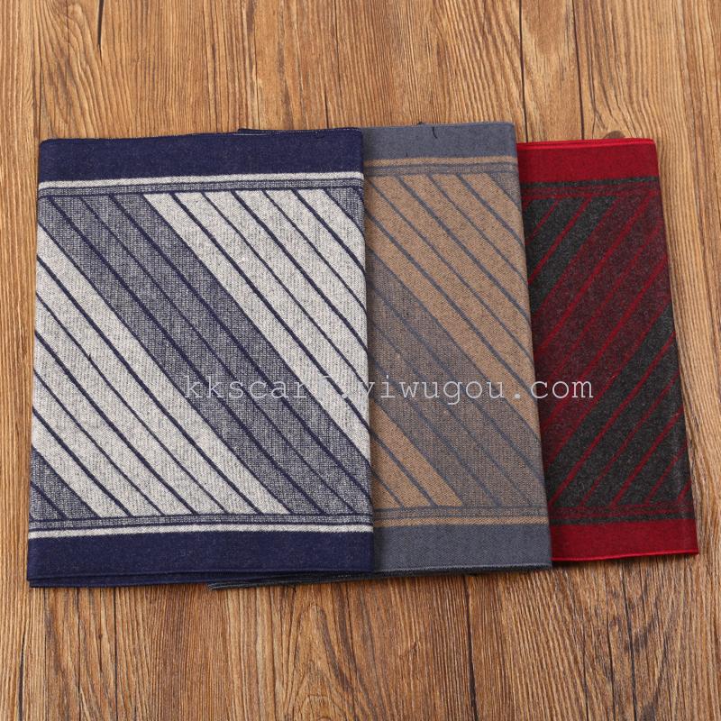 Men's twill pattern man-made cotton scarf manufacturers direct sales fashion, birthday gift men's scarf twill checkered shawl student men's long matching checkered stripes Amazon Taobao e-commerce for scarves full figure