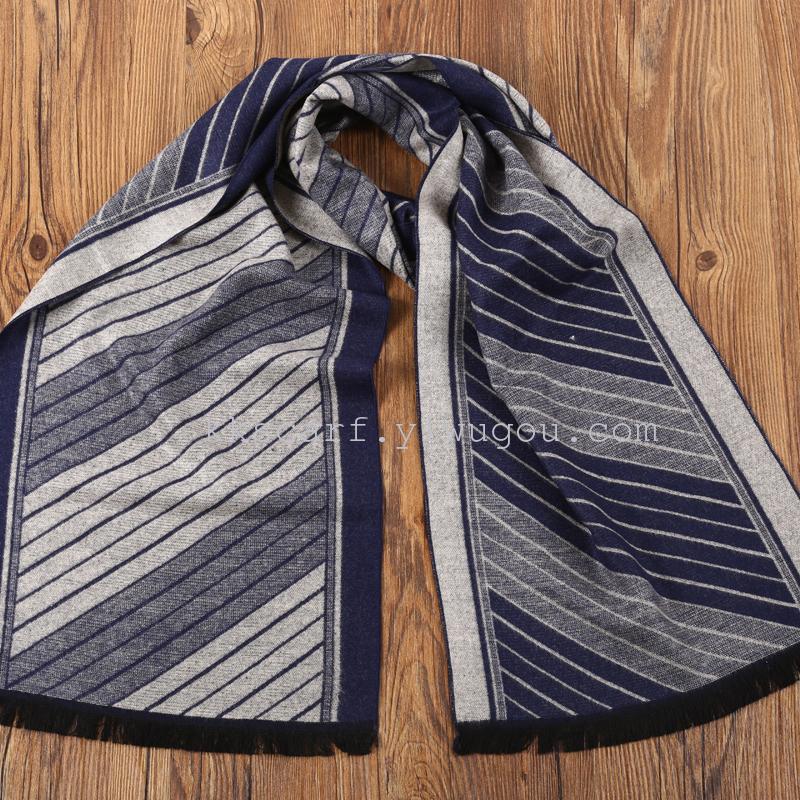Men's twill pattern man-made cotton scarf manufacturers direct sales fashion, birthday gift men's scarf twill checkered shawl student men's long matching checkered stripes Amazon Taobao e-commerce for scarves Application Scenario