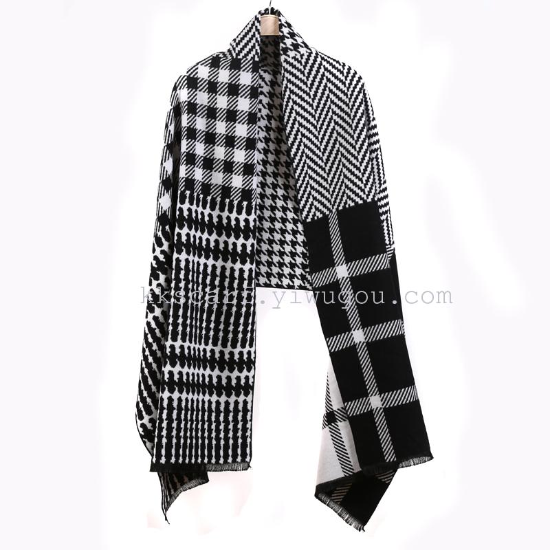 Direct sales from the manufacturer of fashionable shawls with striped and checkered patterns made of rayon