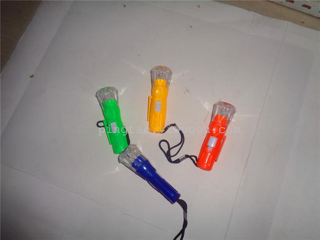 Children's plastic toy keychain lamp, gift: five laser heads plus D728 flashlight, illuminated pendant, night light Specification image