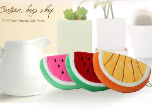 Love cartoon fruit bag creative plush zero wallet watermelon strawberry orange coin bag card bag mobile phone bag wholesale thumbnail