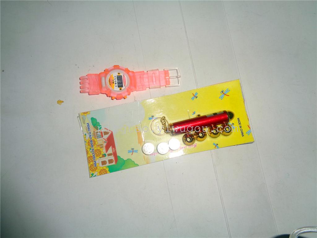 Children's toy keychain light, five-head laser plus Xiaobao watch, gift, LED night light factory direct sales Specification image
