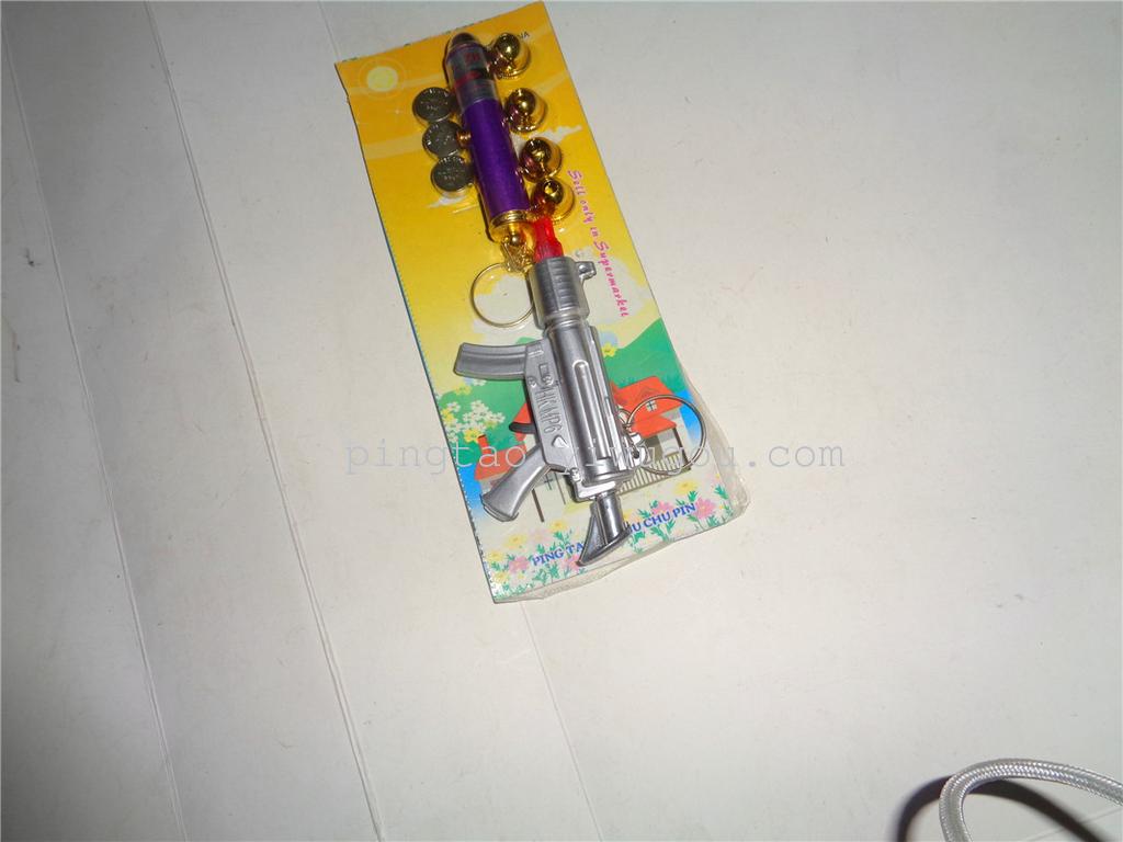 Children's toy keychain light, light-emitting pendant, five-head laser with gun, gift, LED night light factory direct sales Specification image