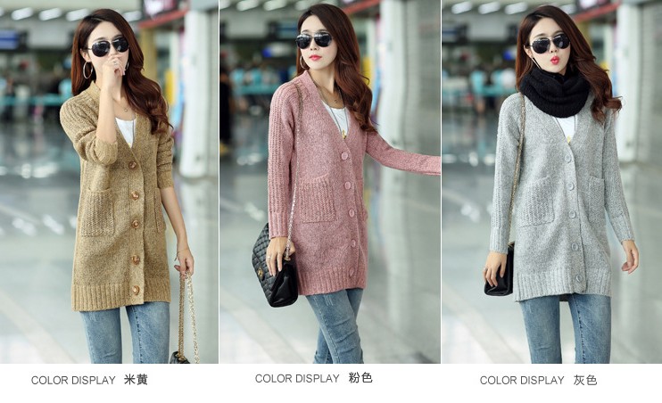 Autumn sweater coat, mid-length women's loose large-sized knitted sweater, women's cardigan Application Scenario