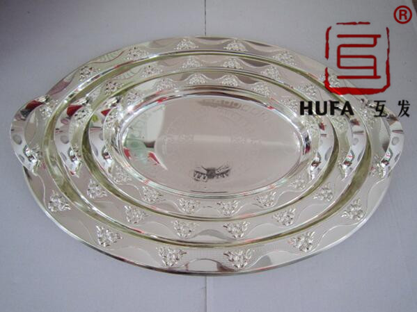 Egg-shaped round plate, silver-plated Arabic plate, artistic plate, fruit plate