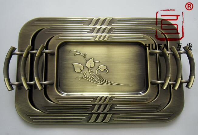 Three-piece set of right-angle square plate, copper-plated Arabic plate and art plate details Picture
