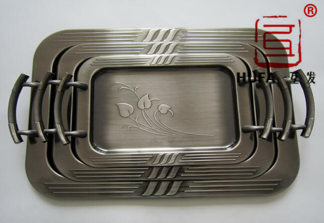 Three-piece set of right-angle square plate, black nickel-plated Arabic plate and art plate