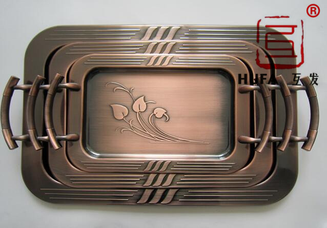 Three-piece set of right-angle square plate, copper-plated Arabic plate and art plate