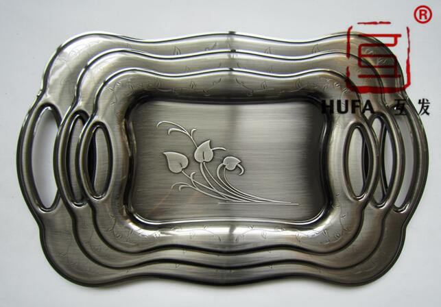 Three-piece set of one-piece square plate, black nickel-plated Arabic plate and art plate