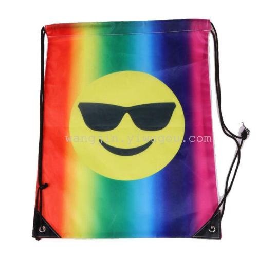 外单卡通彩色拉绳收纳双肩包 旅行收纳