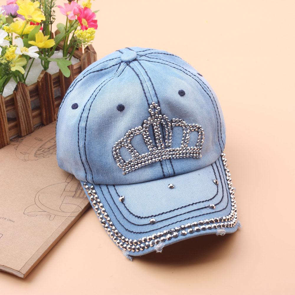 Spring and autumn women's baseball caps, summer sun hats, sequined cowboy hats, rhinestone baseball caps details Picture