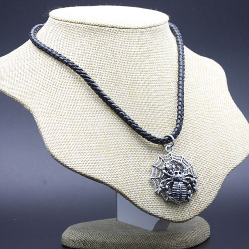The necklace is a personalized pendant with a leather rope, featuring a trendy and retro ethnic style