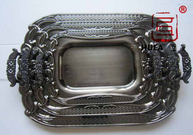 Gold-plated square plate, bronze-plated three-piece set plate, artistic plate, Arabic plate