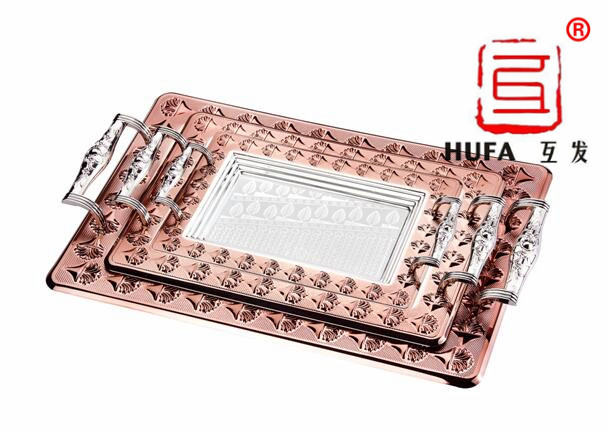 Trapezoidal square plate silver-plated (edge flower B) (gold edge spray) (rose edge spray) zinc alloy handle details Picture