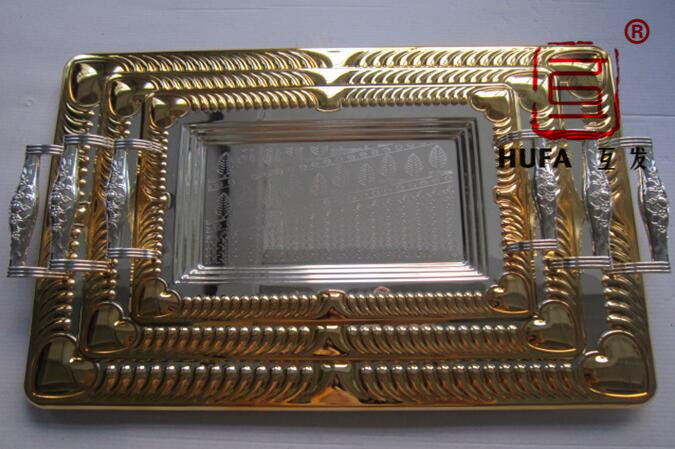Trapezoidal square plate silver-plated (edge flower A) (gold edge spray) (rose gold spray) zinc alloy handle