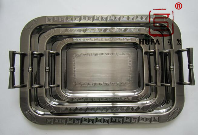 Flat-edge square plate, black nickel-plated three-piece set, artistic plate, Arabic plate