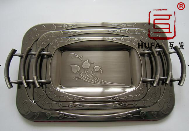 Egg-shaped square plate, black nickel-plated three-piece set, artistic plate